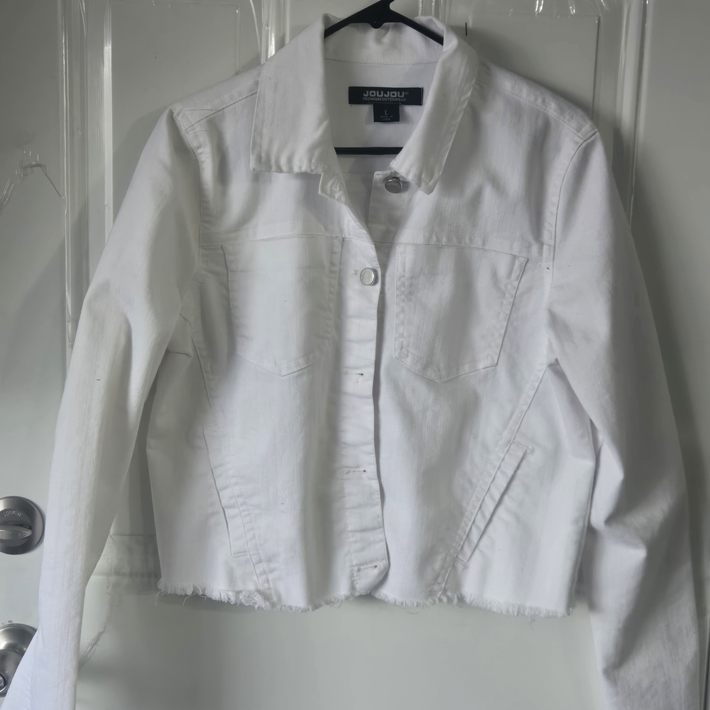 Jou Jou Women's Crisp White Jean Jacket